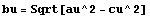 bu = Sqrt[au^2 - cu^2]