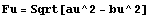 Fu = Sqrt[au^2 - bu^2]
