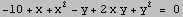 -10 + x + x^2 - y + 2 x y + y^2 = 0