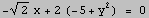 -2^(1/2) x + 2 (-5 + y^2)  = 0