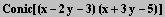 Conic[(x - 2y - 3) (x + 3y - 5)]