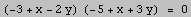 (-3 + x - 2 y) (-5 + x + 3 y)  = 0