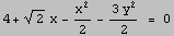 4 + 2^(1/2) x - x^2/2 - (3 y^2)/2 = 0