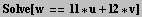 Solve[w == l1 * u + l2 * v]