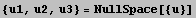 {u1, u2, u3} = NullSpace[{u}]