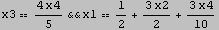 x3 (4 x4)/5&&x11/2 + (3 x2)/2 + (3 x4)/10