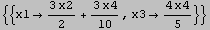 {{x1 (3 x2)/2 + (3 x4)/10, x3 (4 x4)/5}}