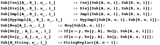 Sub[Conj[A_, B_], x_, i_]            &n ... ring, x_, i_]          := StringReplace[A, x i] ; 