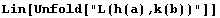 Lin[Unfold["L(h(a),k(b))"]]