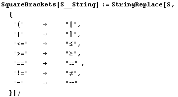 SquareBrackets[S__String] := StringReplace[S,  {"("    ... bsp;         ""}] ;