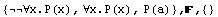 {∀x.P(x), ∀x.P(x), P(a)} , ,  {}
