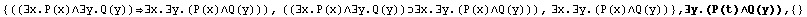 {((∃x.P(x)∧∃y.Q(y))∃x.∃y.(P(x)∧Q(y))), ((∃x. ... 07;x.∃y.(P(x)∧Q(y))} , ∃y.(P(t)∧Q(y)),  {}