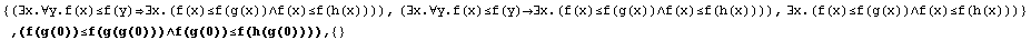 {(∃x.∀y.f(x)≤f(y)∃x.(f(x)≤f(g(x))∧f(x)≤f(h(x ... } , (f(g(0))≤f(g(g(0)))∧f(g(0))≤f(h(g(0)))),  {}