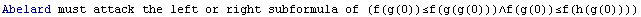 Abelard must attack the left or right subformula of (f(g(0))≤f(g(g(0)))∧f(g(0))≤f(h(g(0))))