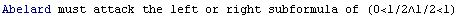 Abelard must attack the left or right subformula of (0<1/2∧1/2<1)