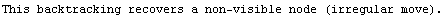 This backtracking recovers a non-visible node (irregular move).