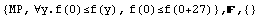 {MP, ∀y.f(0)≤f(y), f(0)≤f(0+27)} , ,  {}