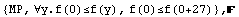 {MP, ∀y.f(0)≤f(y), f(0)≤f(0+27)} , 