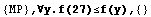 {MP} , ∀y.f(27)≤f(y),  {}