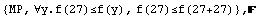 {MP, ∀y.f(27)≤f(y), f(27)≤f(27+27)} , 