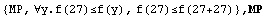 {MP, ∀y.f(27)≤f(y), f(27)≤f(27+27)} , MP