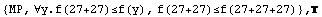 {MP, ∀y.f(27+27)≤f(y), f(27+27)≤f(27+27+27)} , 